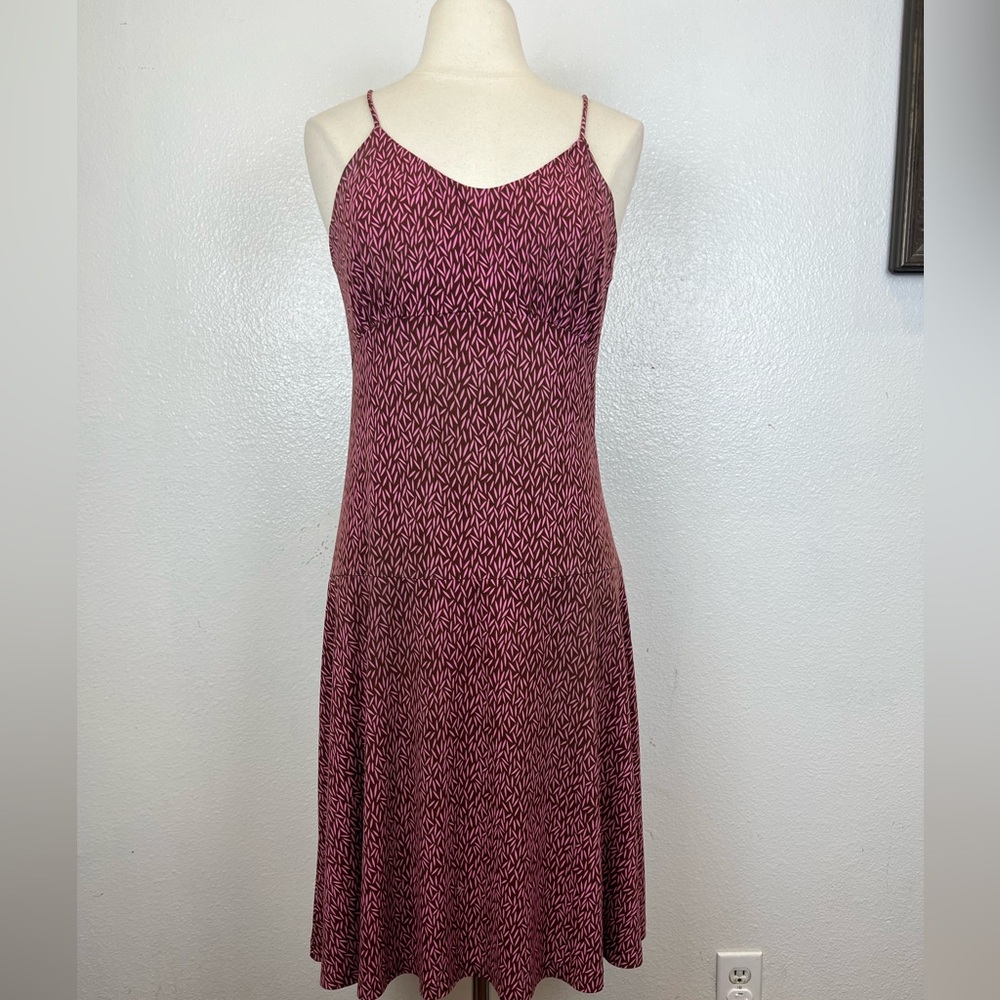 Helen Wang  Printed Pink Brown‎ A-Line Spaghetti Strap Dress US Size S